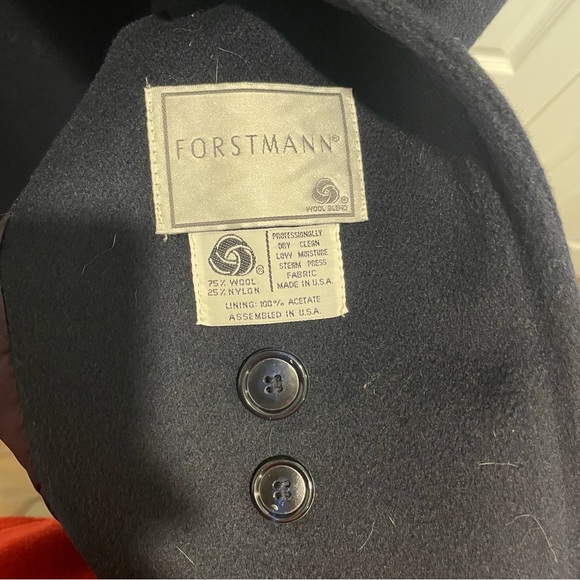 Vintage Forstman John Weitz Navy Coat Wool Blend, Made in USA Acetate Lined - Picture 4 of 5